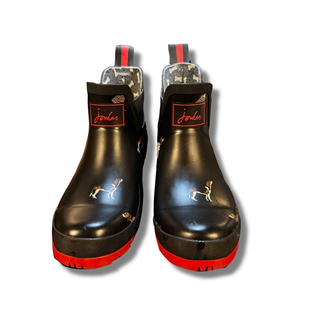 Joules Black and Red Rain Boots